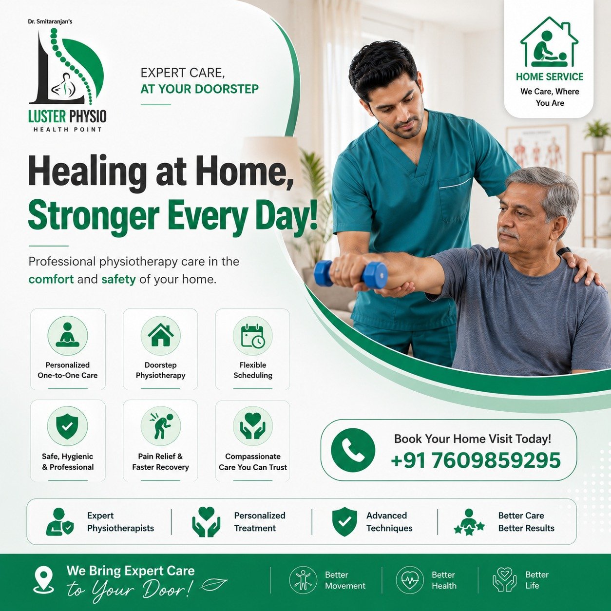 Home physiotherapy treatment service by Luster Physio in Bhubaneswar